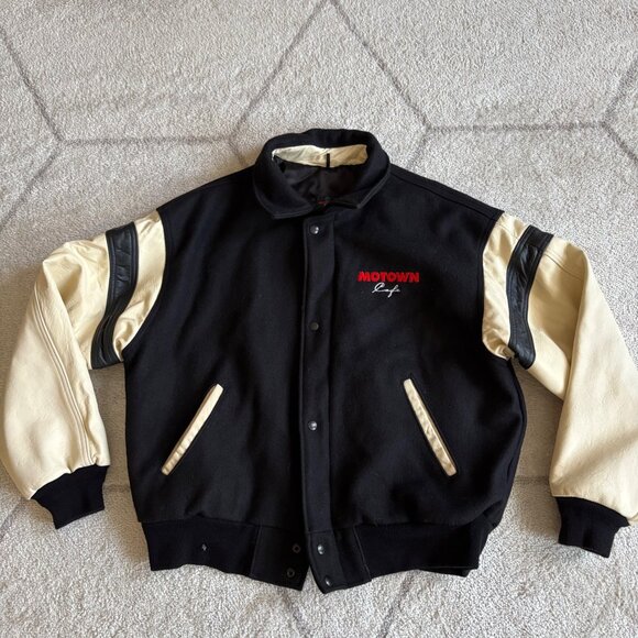 Rare Vintage 90s 'Motown Cafe' Las Vegas Leather Varsity Jacket Iconic - Picture 6 of 13